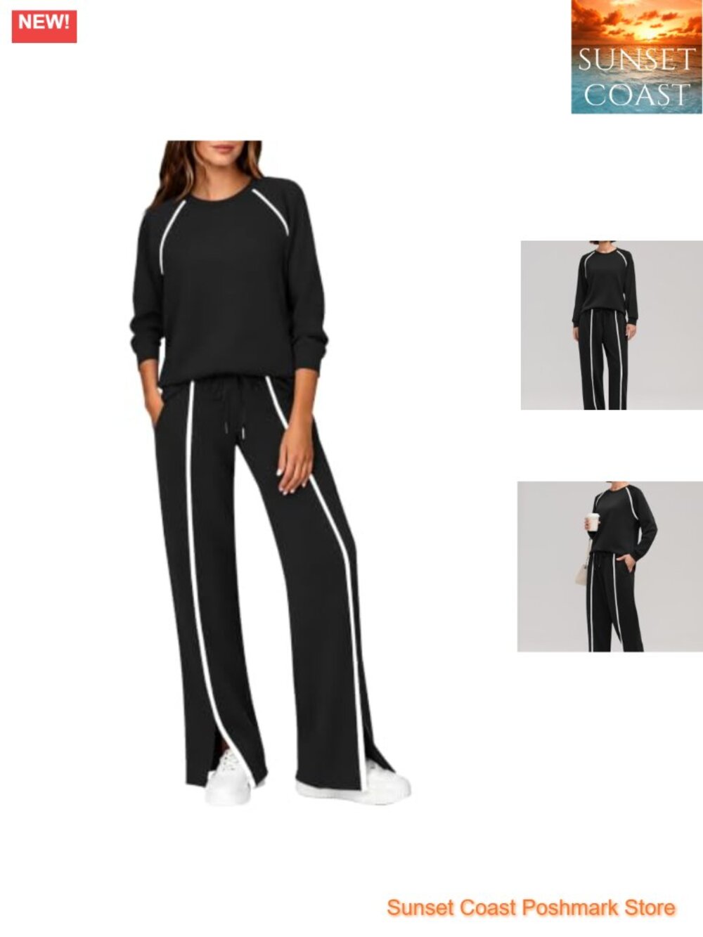 2 Piece Lounge Set Wide Leg Pants Tencel Spandex Travel Sweatsuit